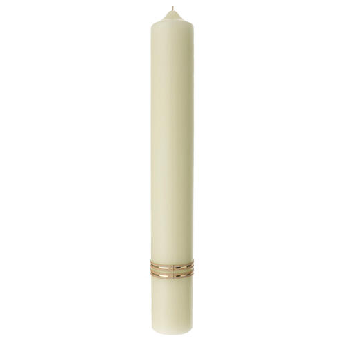 Marian candle with golden cross and red M 60x8 cm 3