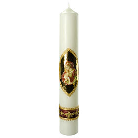 Kerze mit Maria und dem Jesuskind mit goldenen Details, 500x70 mm