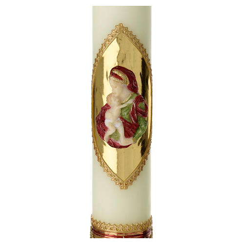 Kerze mit Maria und dem Jesuskind mit goldenen Details, 500x70 mm 2