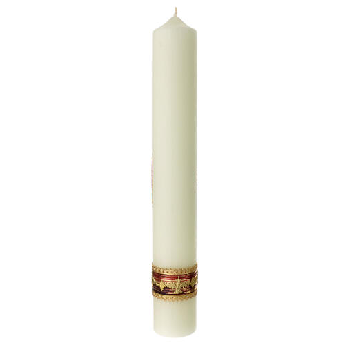 Kerze mit Maria und dem Jesuskind mit goldenen Details, 500x70 mm 5