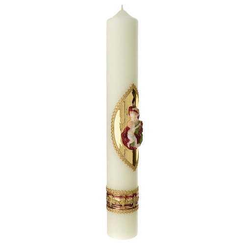Virgin Mary candle with Child golden relief 500x70 mm 4