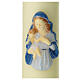 Ivory candle with Virgin and Baby Jesus and light blue veil 40x8 cm s2