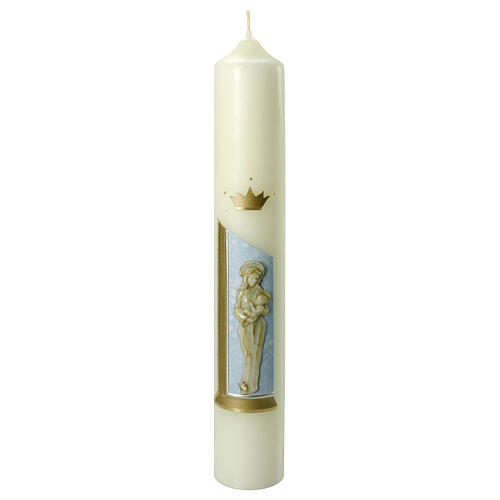 Kerze mit Maria und dem Jesuskind mit goldenen Details, 400x60 mm 1