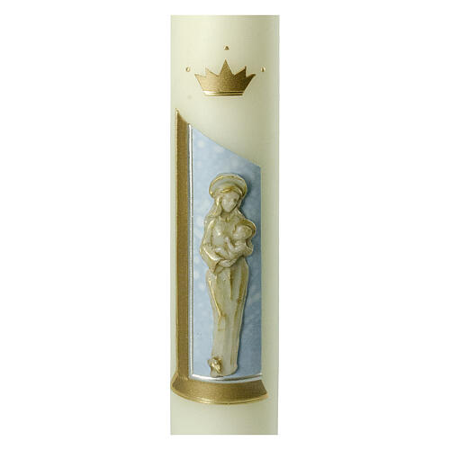 Candle Mary and Child with golden crown 400x60 mm 2