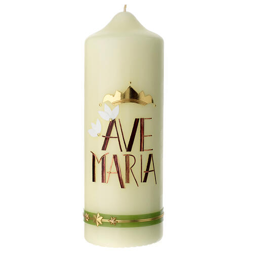Vela Ave Maria vermelho e ouro 23x8 cm 1