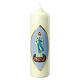 Our Lady of Lourdes candle, light blue background 22x6 cm s1