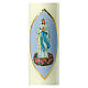 Our Lady of Lourdes candle, light blue background 22x6 cm s2