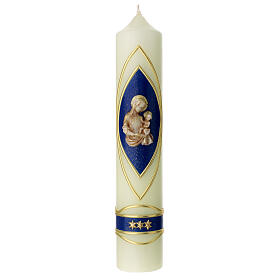 Candle Mary and Child blue with golden stars 265x50 mm