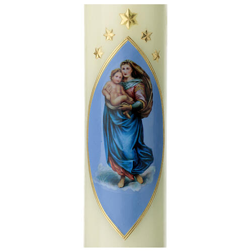 Vela Virgen Sixtina azul oro 300x60 mm 2