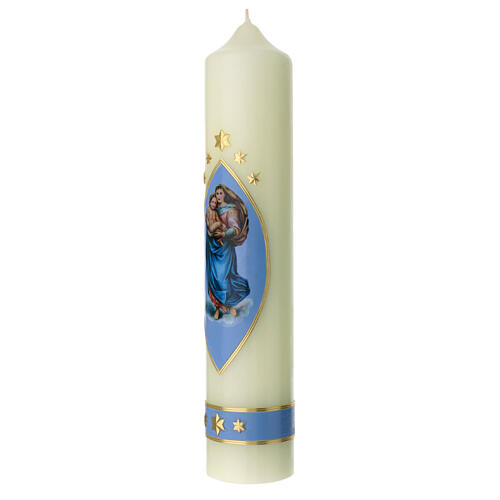 Vela Virgen Sixtina azul oro 300x60 mm 3