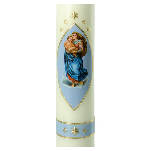 Candela Madonna Sistina azzurro oro 300x60 mm 2