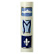 Marian candle with blue squares and lily 400x60 mm s2