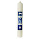 Marian candle with blue squares and lily 400x60 mm s1