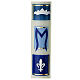 Marian candle with blue squares and lily 400x60 mm s2