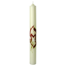 Kerze Marienmonogram mit weißen Lilien, 600x60 mm
