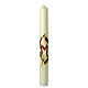 Marian candle with red M and white lilies 60x6 cm s1