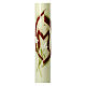 Marian candle with red M and white lilies 60x6 cm s2