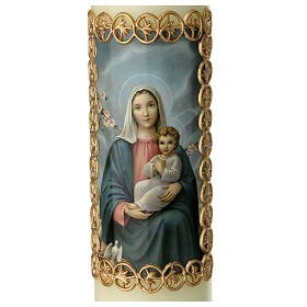 Vela Virgen Niño Jesús marco oro 165x50 mm