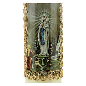 Candle with Our Lady of Lourdes and St Bernadette 16.5x5 cm