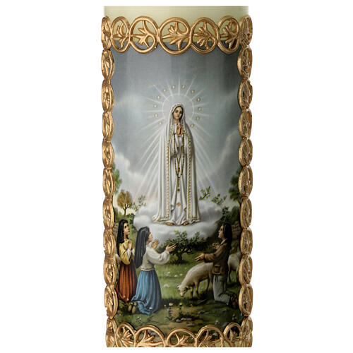 Bougie Notre-Dame de Fatima encadrement doré 165x50 mm 2