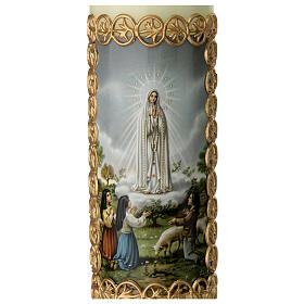 Świeca Madonna z Fatimy, złote obramowanie, 165x50 mm