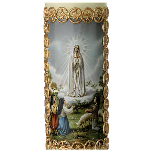 Świeca Madonna z Fatimy, złote obramowanie, 165x50 mm 2