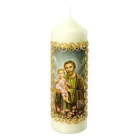 Kerze Josef mit dem Jesuskind, 165x50 mm