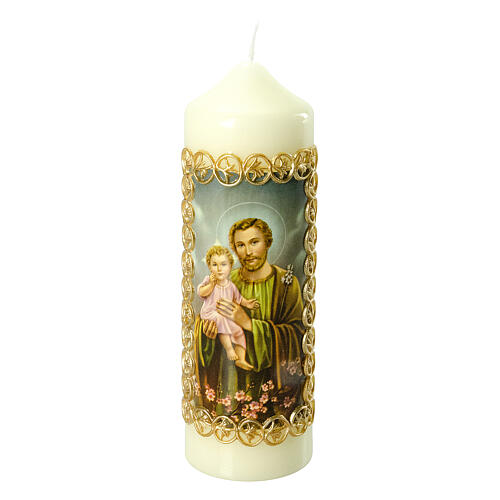 Kerze Josef mit dem Jesuskind, 165x50 mm 1