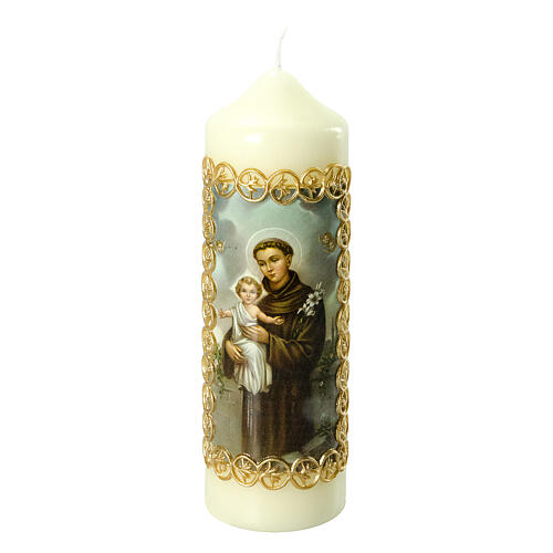 Vela imagem Santo António com Menino Jesus 16,5x5 cm 1