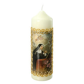 Kerze Rita von Cascia mit goldenem Rahmen, 165x50 mm