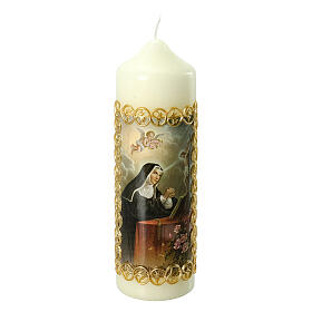 Świeca Święta Rita, złota ramka, 165x50 mm