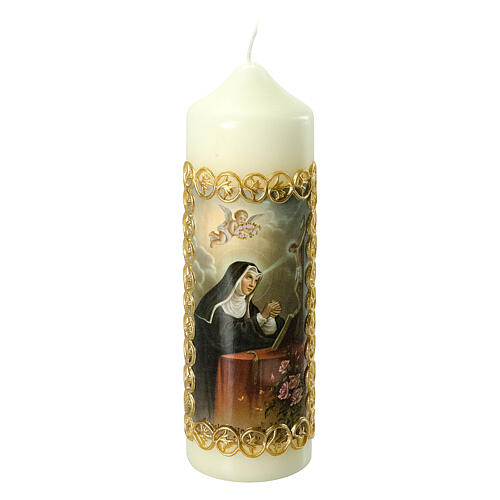 Świeca Święta Rita, złota ramka, 165x50 mm 1