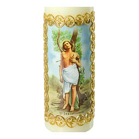 Kerze Heiliger Sebastian goldener Rahmen, 165x50 mm