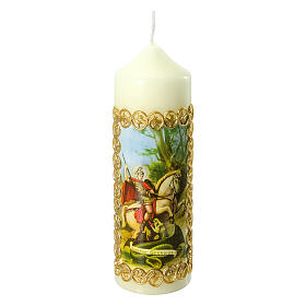 Ivory candle with St George and dragon 16.5x5 cm