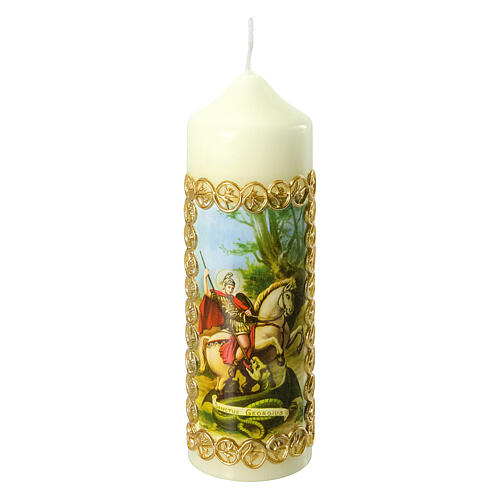 Ivory candle with St George and dragon 16.5x5 cm 1