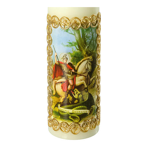 Ivory candle with St George and dragon 16.5x5 cm 2