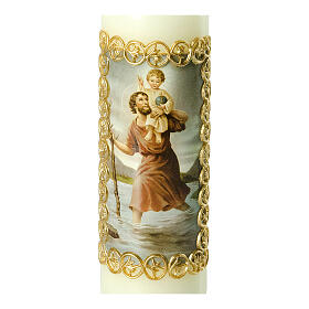 Candle with St Christopher and Baby Jesus 16.5x5 cm