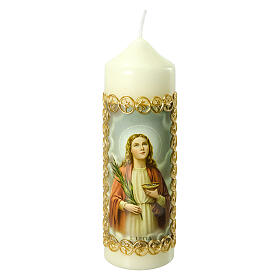 St Lucia candle with golden frame 16.5x5 cm