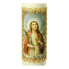 St Lucia candle with golden frame 16.5x5 cm