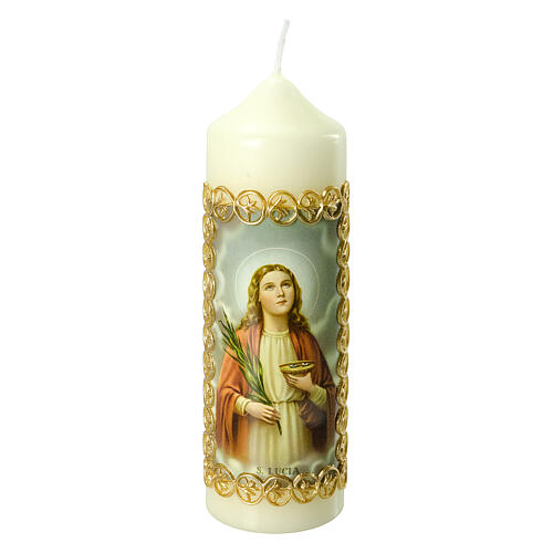St Lucia candle with golden frame 16.5x5 cm 1