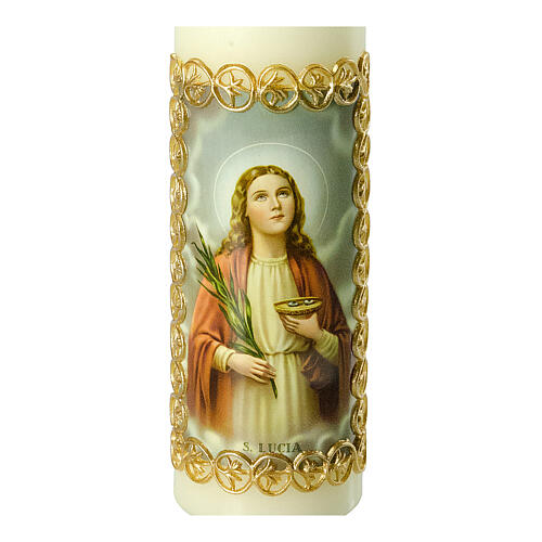 St Lucy candle with golden frame 165x50 mm 2