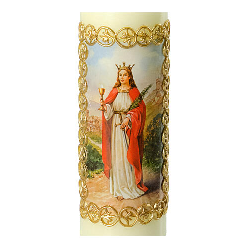 St Barbara candle with golden decoration 16.5x5 cm 2