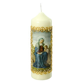 St Anne candle with gold frame 16.5x5 cm