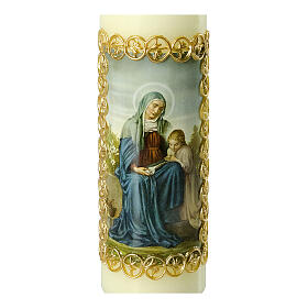 St Anne candle with gold frame 16.5x5 cm