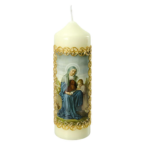 St Anne candle with gold frame 16.5x5 cm 1