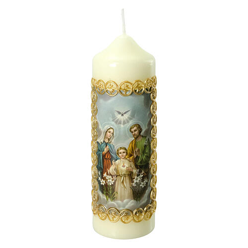 Candle with Holy Family and golden frame 16.5x5 cm 1