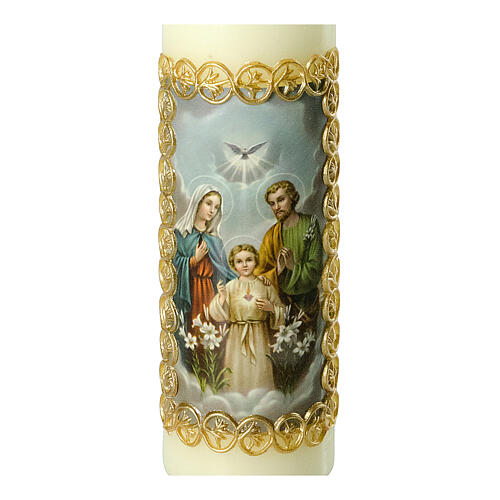 Candle with Holy Family and golden frame 16.5x5 cm 2