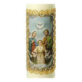 Candela Sacra Famiglia cornice dorata 165x50 mm