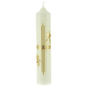 Kerze mit goldenem Kreuz und Getreide, 300x60 mm