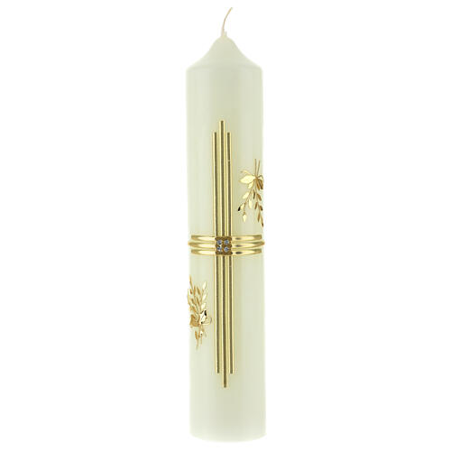 Kerze mit goldenem Kreuz und Getreide, 300x60 mm 1